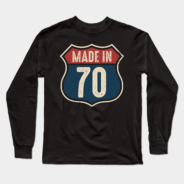 Made In 1970 Road Sign Long Sleeve T-Shirt by MintaApparel